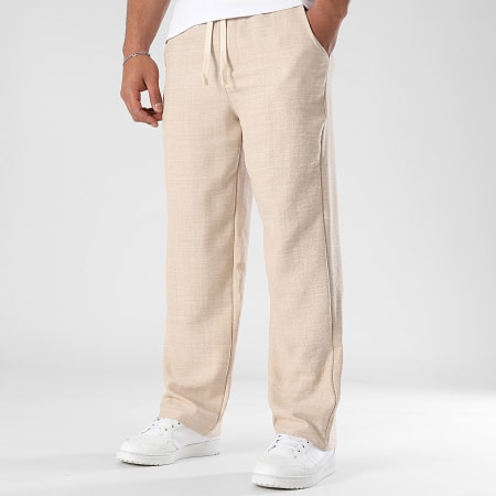 LBO - Lot De 2 Pantalons Larges Effet Lin 2137 Noir Beige